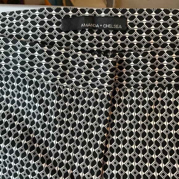 Amanda + Chelsea Women Slim Leg Formal Pants size 10,Black White Geometric Print - Picture 7 of 11